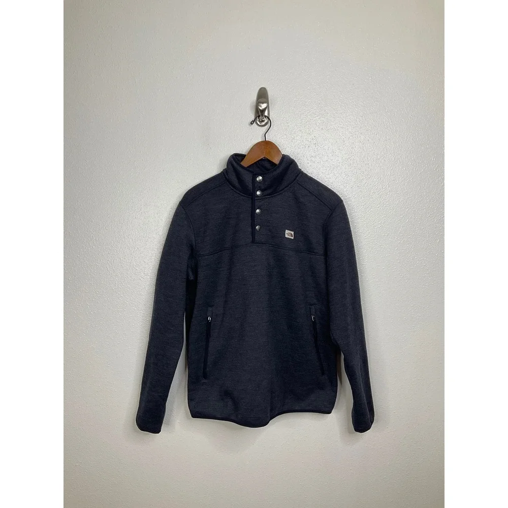 The North Face Mens Patrol Sherpa Quarter Snap Fleece Pullover Navy Blue Medium